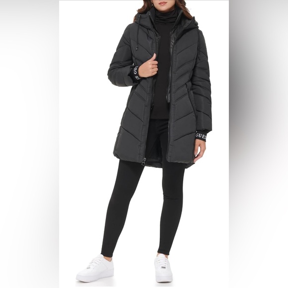 HP! Guess Mid Weight Quilted Puffer Jacket - Picture 3 of 9